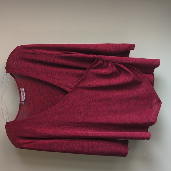 Jennifer Lopez. Women's Burgundy Wrap Loose-Fit Blouse. *Size - Picture 2 of 6